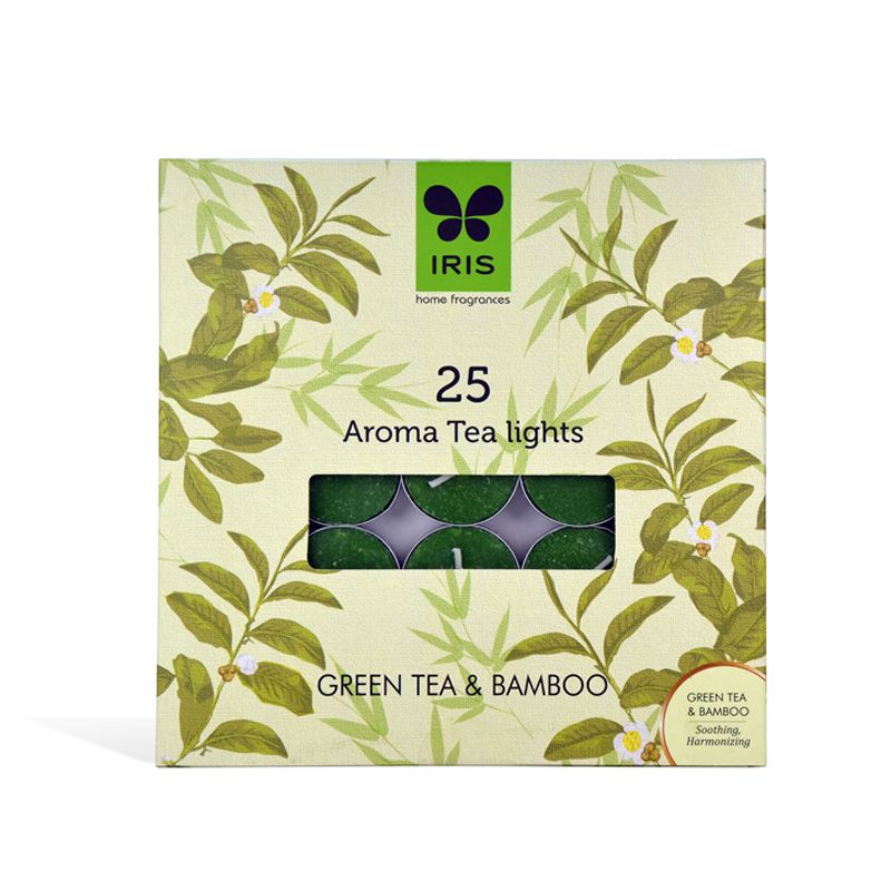 IRIS Pack of 25 Green Tea and Bamboo Tealights