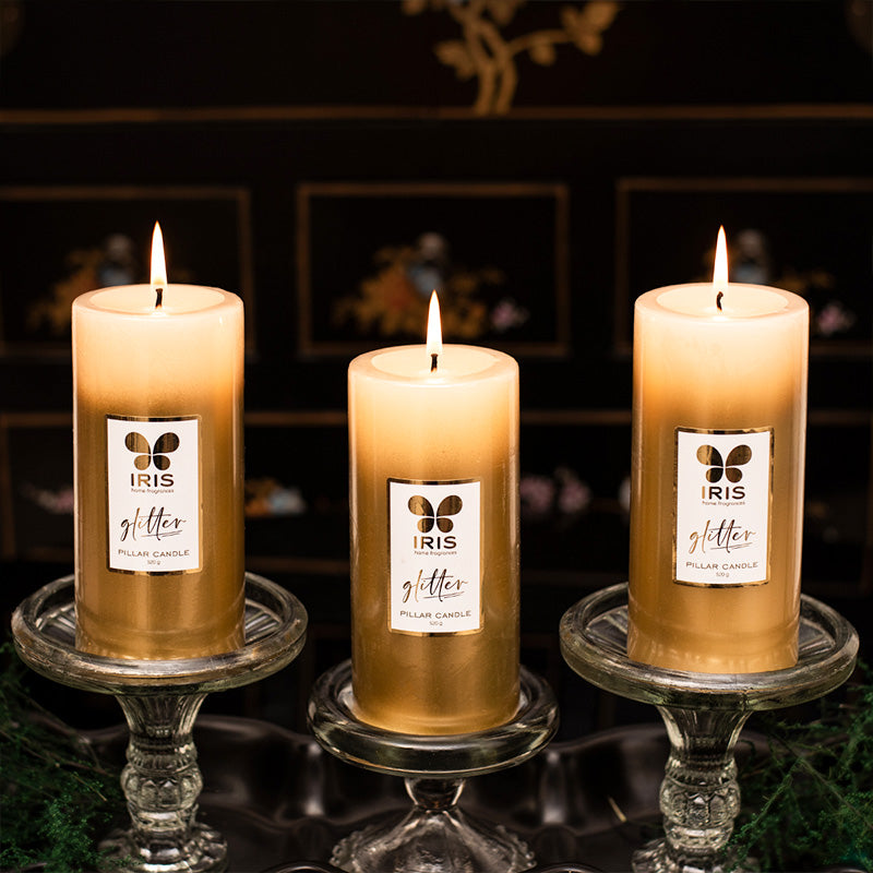 IRIS Gold Lacquered Glitter Candle 