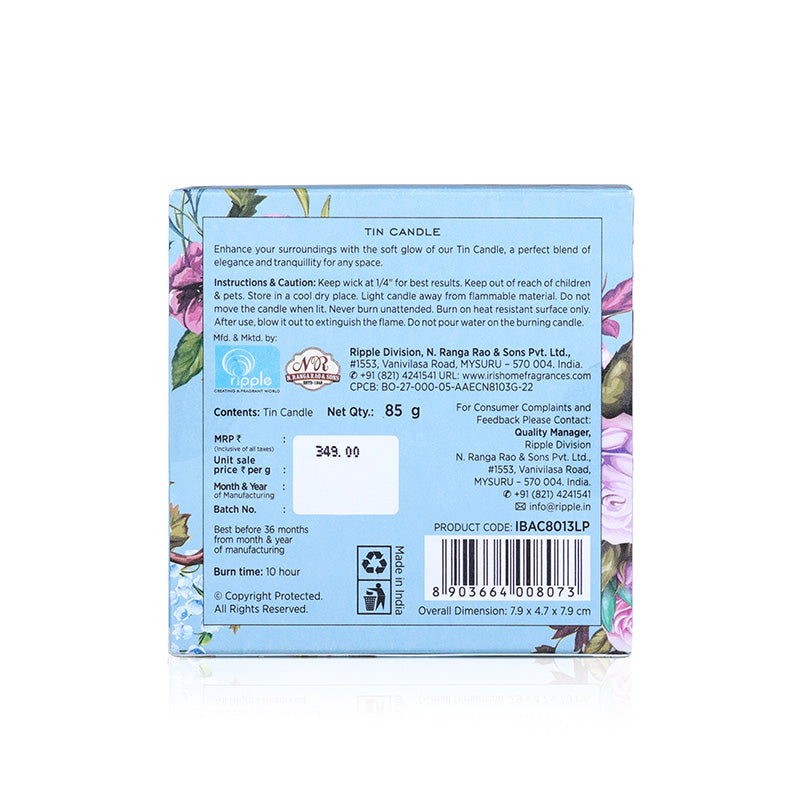 IRIS Botanics Tin Soy Candle (128gm)-Lilac & Peony