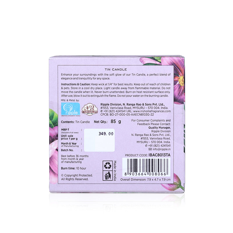 IRIS Botanics Tin Candle (128gm)-Tea Rose & Agarwood