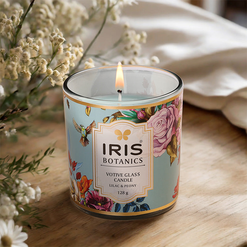 IRIS Botanics Votive Glass Candle (128gm)-Lilac & Peony