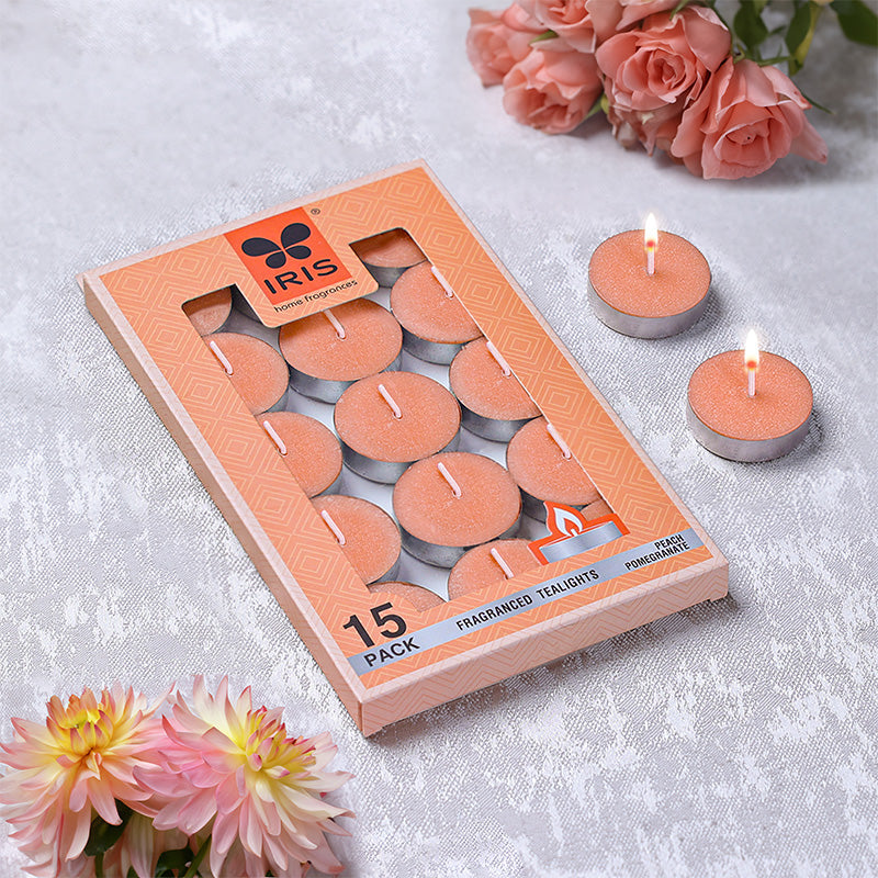 IRIS 15 Pack Fragranced Tealights - Peach Pomegranate