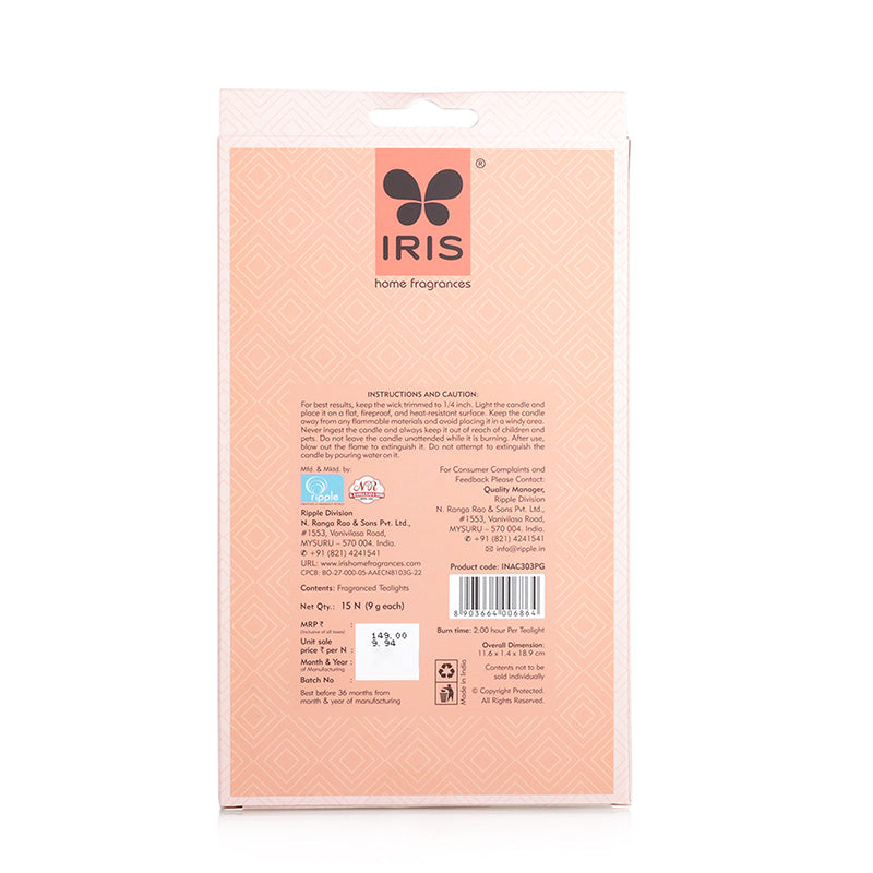 IRIS 15 Pack Fragranced Tealights - Peach Pomegranate