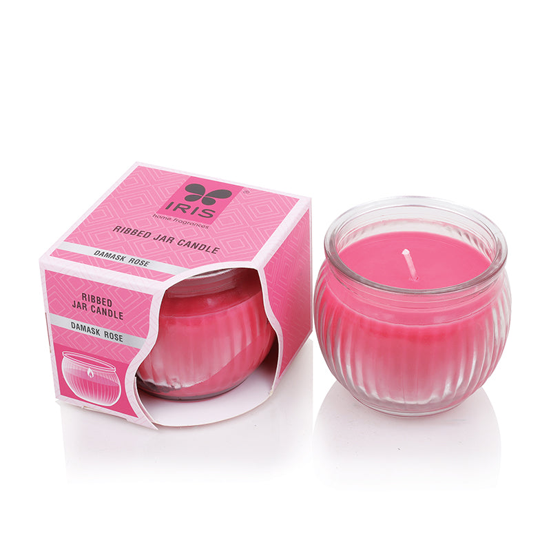 Ribbed Jar candle - Damask Rose