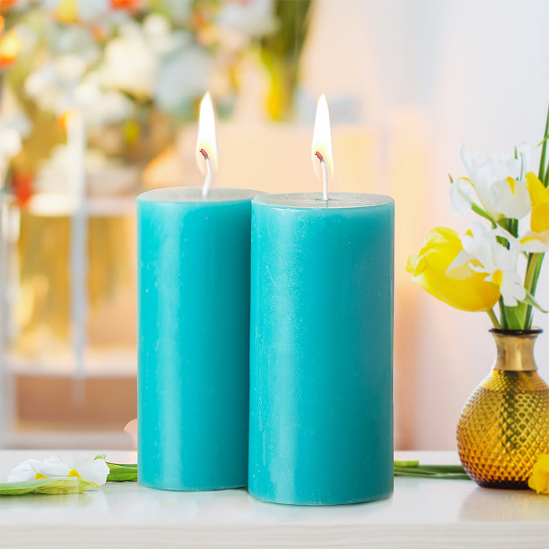 IRIS Set of 2 Fragranced Pillar Candle - Cool Blue