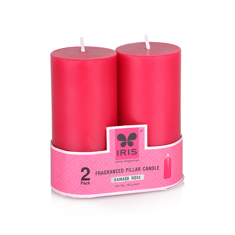 IRIS Set of 2 Fragranced Pillar Candle - Damask Rose