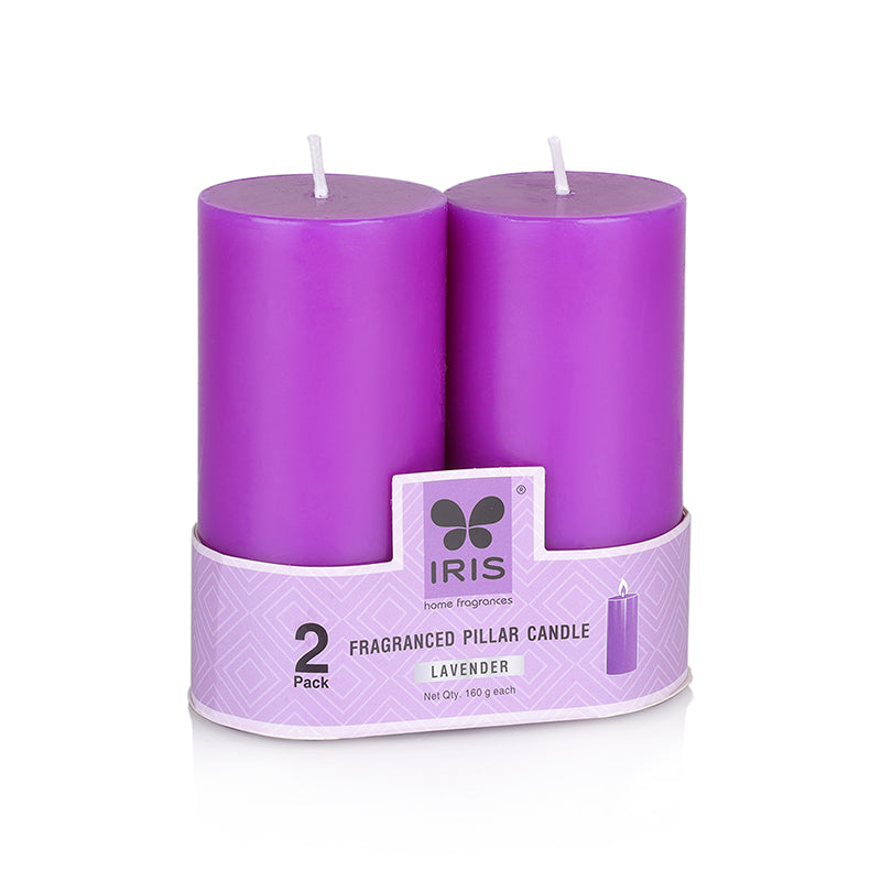 IRIS Set of 2 Fragranced Pillar Candle - Lavender